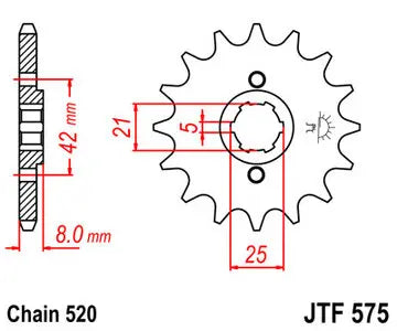 Ritzel vorne JT JTF575.13, 13 Zähne Teilung 520