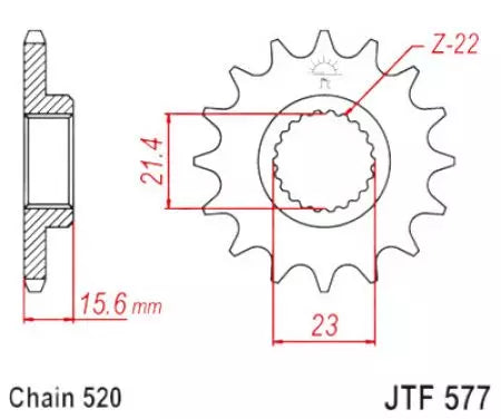 Ritzel vorne JT JTF577.15RB, 15 Zähne Teilung 520 gummiert