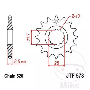 Ritzel vorne JT JTF578.18, 18 Zähne Teilung  520
