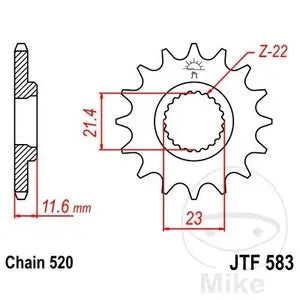 Ritzel vorne JT JTF583.15, 15 Zähne Teilung 520