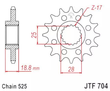Ritzel vorne JT JTF704.16RB, 16 Zähne Teilung 525 gummiert