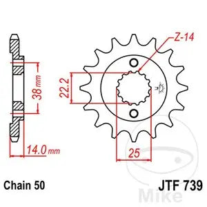 Ritzel vorne JT JTF739.15, 16 Zähne Teilung 520