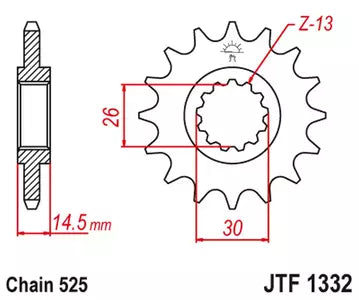 Ritzel vorne JT JTF1332.16RB, 16 Zähne Teilung 525 gummiert