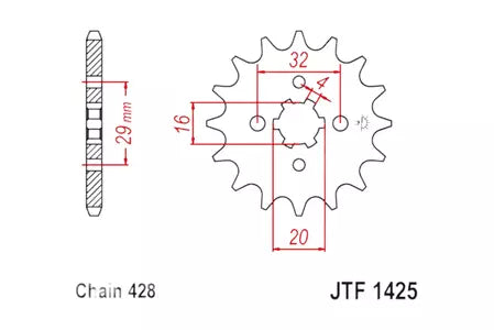 Ritzel vorne JT JTF1425.13, 13 Zähne Teilung 428