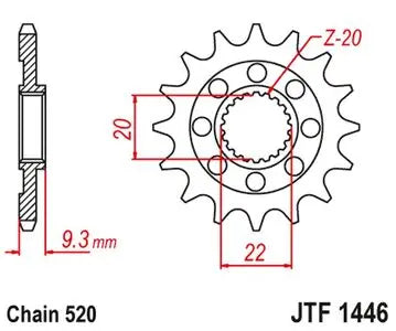 Ritzel vorne JT JTF1446.13, 13 Zähne Teilung 520