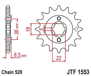 Ritzel vorne JT JTF1553.15, 15 Zähne Teilung 520