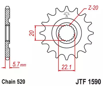 Ritzel vorne JT JTF1590.14, 14 Zähne Teilung 520