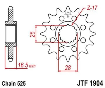 Ritzel vorne JT JTF1904.15, 15 Zähne Teilung 525