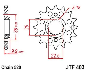 Ritzel vorne JT JTF403.14, 14 Zähne Teilung 520