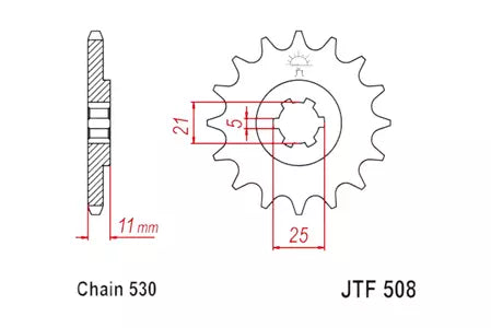 Ritzel vorne JT JTF508.14, 14 Zähne Teilung 530