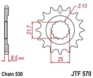 Ritzel vorne JT JTF570.16, 16 Zähne Teilung 530