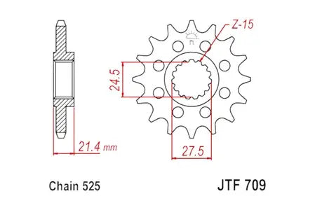 Ritzel vorne JT JTF709.15, 15 Zähne Teilung 525