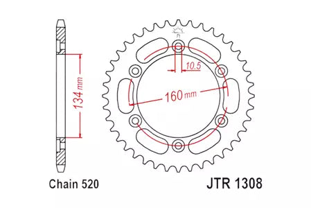 Alu Kettenrad JT JTA1308.47BLK, 47 Zähne Teilung 520 schwarz