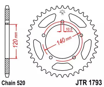 Alu Kettenrad JT JTA1793.43BLK, 43 Zähne Teilung 520 schwarz