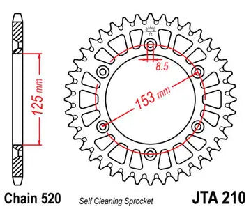 Alu Kettenrad JT JTA210.48BLK, 48 Zähne Teilung 520 schwarz