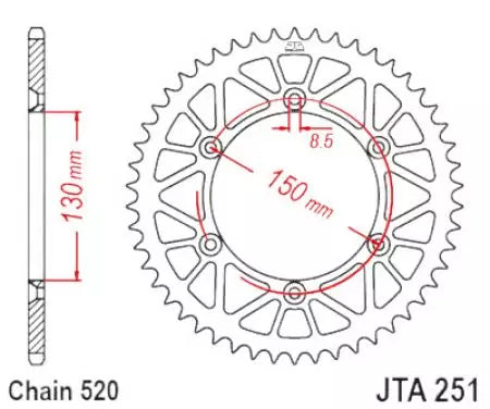 Alu Kettenrad JT JTA251.51BLK, 51 Zähne Teilung 520 schwarz