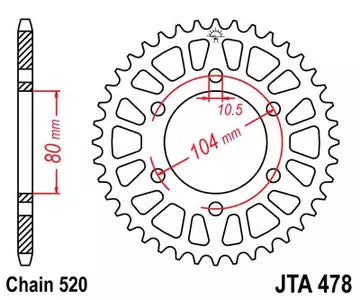 Alu Kettenrad JT JTA478.44BLK, 44 Zähne Teilung 520 schwarz
