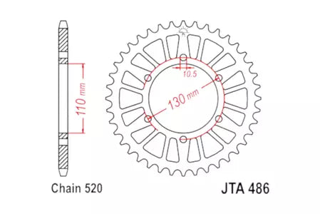 Alu Kettenrad JT JTA486.46BLK, 46 Zähne Teilung 520 schwarz