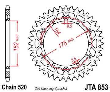 Alu Kettenrad JT JTA853.52BLK, 53 Zähne Teilung 520 schwarz