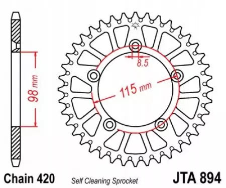 Alu Kettenrad JT JTA894.48ORG, 48 Zähne Teilung 420 orange