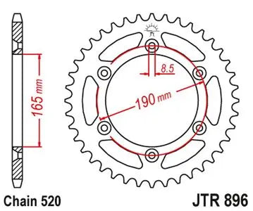 Alu Kettenrad JT JTA896.50BLK, 50 Zähne Teilung 520 schwarz