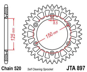 Alu Kettenrad JT JTA897.48BLK, 48 Zähne Teilung 520 schwarz