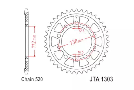 Alu Kettenrad JT JTA1303.50BLK, 50 Zähne Teilung 520 schwarz