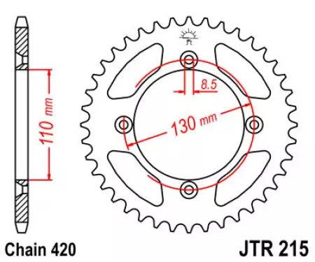 Alu Kettenrad JT JTA215.55RED, 55 Zähne Teilung 420 rot