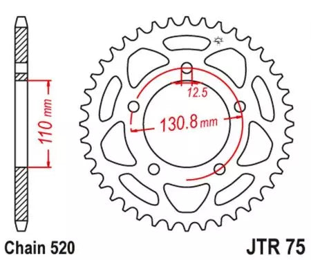 Alu Kettenrad JT JTA75.46BLK, 46 Zähne Teilung 520 schwarz