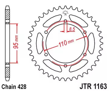 Kettenrad hinten Stahl JT JTR1163.45, 45 Zähne Teilung 428