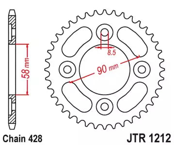 Kettenrad hinten Stahl JT JTR1212.35, 35 Zähne Teilung 428