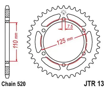 Kettenrad hinten Stahl JT JTR13.41, 41 Zähne Teilung 520