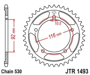 Kettenrad hinten Stahl JT JTR1493.41ZBK, 41 Zähne Teilung 530 schwarz