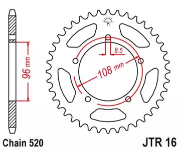 Kettenrad hinten Stahl JT JTR16.44, 44 Zähne Teilung 520