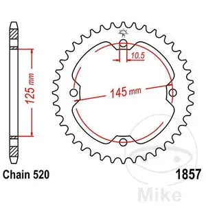 Kettenrad hinten Stahl JT JTR1857.38ZBK, 38 Zähne Teilung 520 schwarz