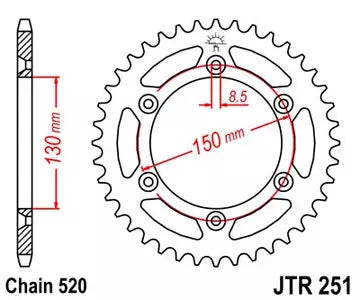 Kettenrad hinten Stahl JT JTR251.46, 46 Zähne Teilung 520
