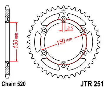 Kettenrad hinten Stahl JT JTR251.50SC, 50 Zähne Teilung 520 SC