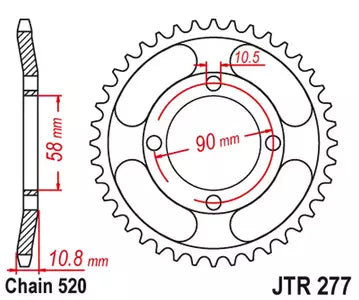 Kettenrad hinten Stahl JT JTR277.45, 45 Zähne Teilung 520
