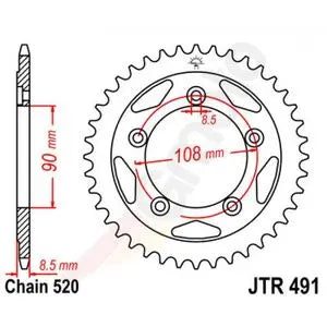 Kettenrad hinten Stahl JT JTR491.40, 40 Zähne Teilung 520