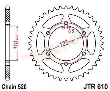 Kettenrad hinten Stahl JT JTR610.51, 51 Zähne Teilung 520