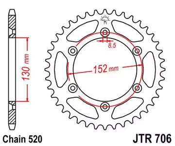 Kettenrad hinten Stahl JT JTR706.48, 48 Zähne Teilung 520