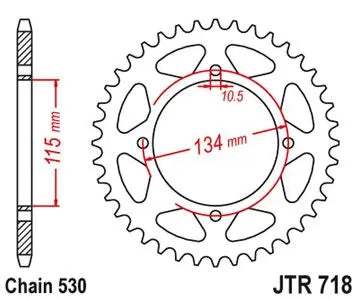Kettenrad hinten Stahl JT JTR718.48, 48 Zähne Teilung 530