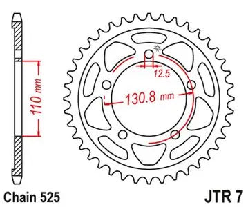 Kettenrad hinten Stahl JT JTR7.46ZBK, 46 Zähne Teilung 525 schwarz