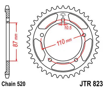 Kettenrad hinten Stahl JT JTR823.47, 47 Zähne Teilung 520