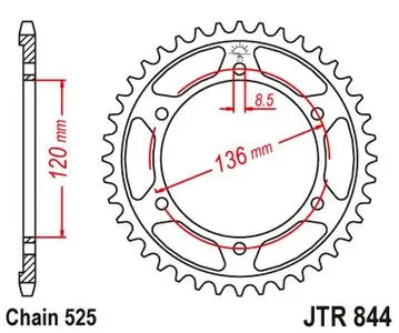 Kettenrad hinten Stahl JT JTR844.44, 44 Zähne Teilung 525