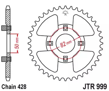 Kettenrad hinten Stahl JT JTR999.45, 45 Zähne Teilung 428