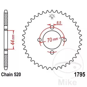 Kettenrad hinten Stahl JT JTR1795.24, 24 Zähne Teilung 520