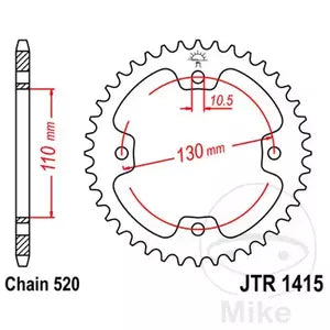 Kettenrad hinten Stahl JT JTR1415.40, 40 Zähne Teilung 520