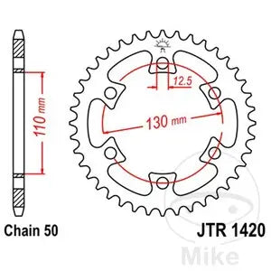 Kettenrad hinten Stahl JT JTR1420.40, 40 Zähne Teilung 530