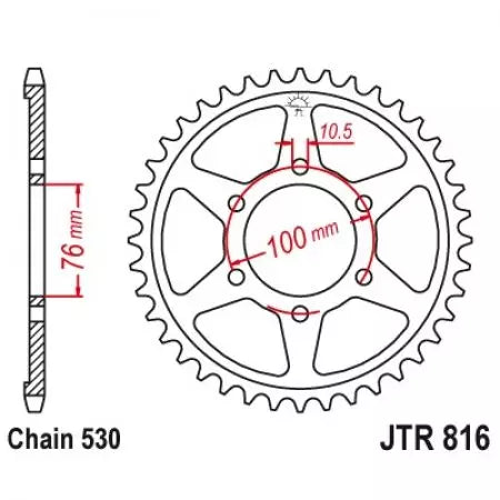 Kettenrad hinten Stahl JT JTR816.45ZBK, 45 Zähne Teilung 530 schwarz